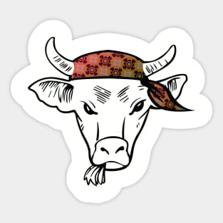 Cow with Bandana gifts, shirts, mugs, poster, cases Sticker